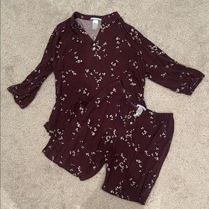 Eberjey Burgundy Floral Pajamas
